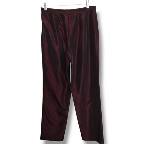 Tamotsu Women's Pants Red‎ Black Lame' Straight Zip Side Flat Front Vintage Sz 8 - Picture 1 of 9